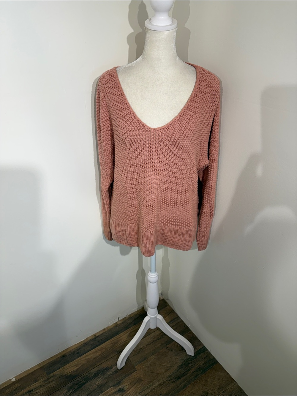 Lucky Brand Women's Rose V-Neck Waffle Knit Sweater